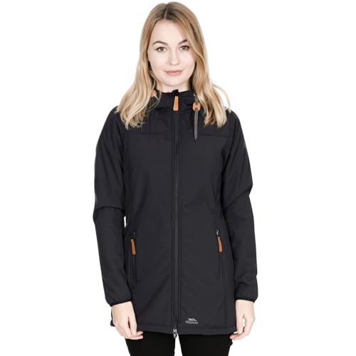 Trespass Damen Jacke Kristen, mit Kapuze, wasserdicht, längere Länge (L) (Schwarz) von Trespass