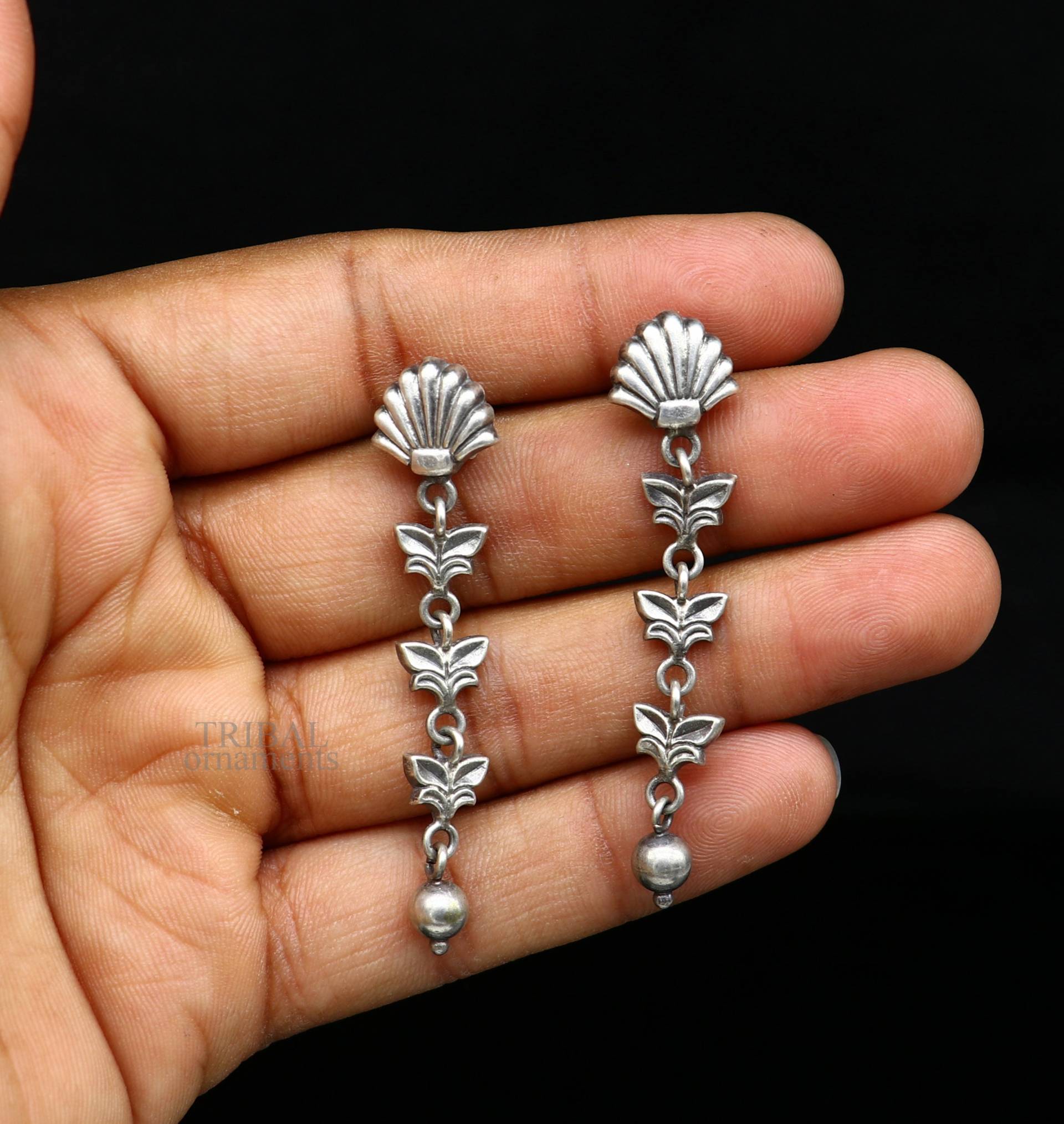 925 Sterling Silber Handgemacht Floral Design Tropfen Baumeln Lang Leicht Ausgefallene Mädchen Ohrringe Bräute Schmuck Aus Indien Ohr1142 von TribalOrnaments