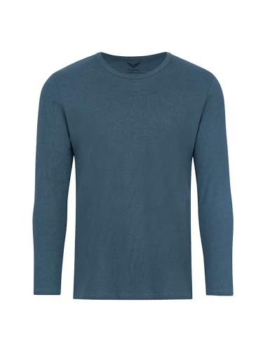 Trigema Herren Langarmshirt 602501, Blau (jeans-melange), S von Trigema