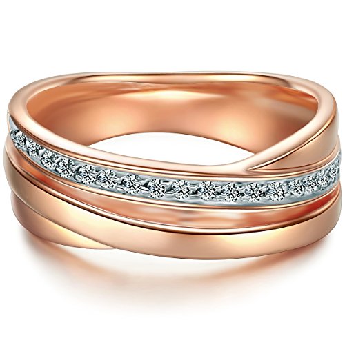 Tresor 1934 Damen-Wickelring Sterling Silber rosévergoldet Zirkonia weiß im Brillantschliff - Ehering Trauring Ring Zirkonia roségold von Trilani