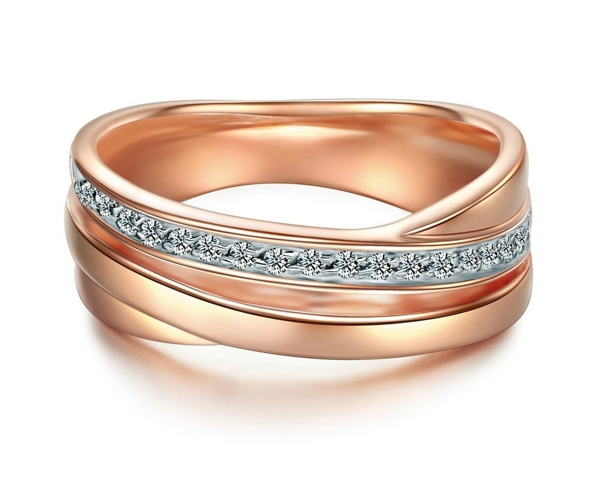 Trilani Silberring Damen-Ring aus Sterling Silber, in rosévergoldet, mit Zirkonia von Trilani