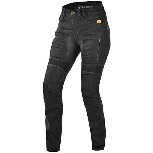 Trilobite Damen Parado Slim Motorrad Jeans, Schwarz, 30W von Trilobite