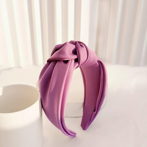 Dicke Stirnbänder for Frauen Satin Big Knot Haarbänder Stirnbänder Ornament Accessoires for Frauen Haarschmuck Großhandel Haarschmuck for Damen und Mädchen (Color : Mauve, Size : One Size) von Trjgtas