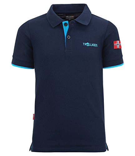 Trollkids Kinder Poloshirt Bergen XT, Marineblau/Mittelblau, Größe 128 von Trollkids