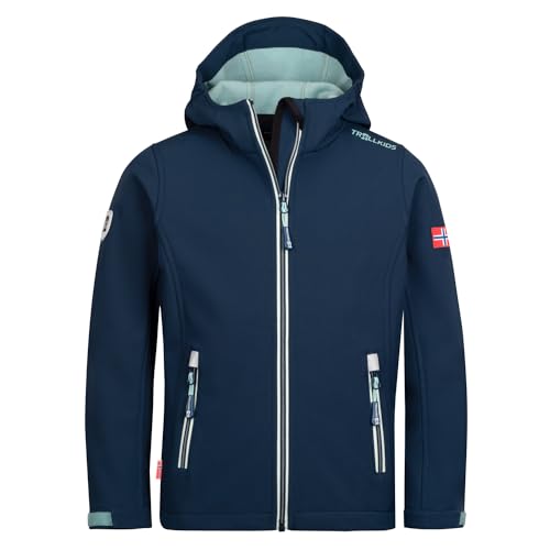 Trollkids Kinder Softshell Jacke Trollfjord, Dunkelblau, Größe 140 von Trollkids