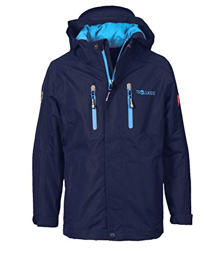 Trollkids Kinder Wetterschutzjacke Sognefjord PRO, Marineblau/Mittelblau, Größe 116 von Trollkids