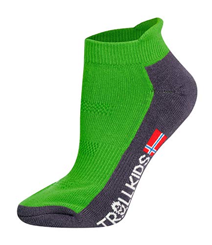 Trollkids Kinder niedrige Wandersocken Trekking Socken, Vipergrün, Größe 31-34 von Trollkids