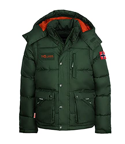 Trollkids Parka Jacke Zip Off Holmdalen XT, Waldgrün/Orange, Größe 164 von Trollkids