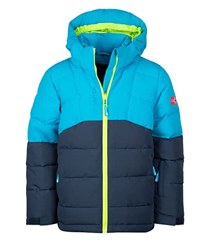 Trollkids Winterjacke Gryllefjord, Blau/Nachtblau/Limegrün, Größe 152 von Trollkids