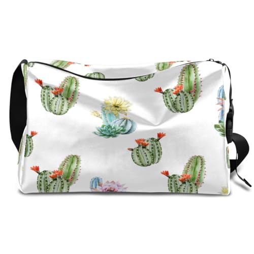 Kaktus Leder Duffle Bag für Mann Frau Jungen Mädchen, Kaktus Blumen Wochenende Übernachtung Sport Gym Bag Reisetasche Single Shoulder Crossbody Handtasche, farbe, 18.5L, Taschen-Organizer von TropicalLife