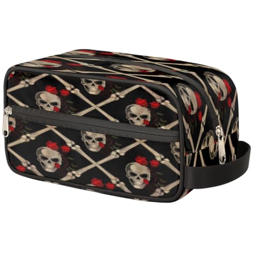 Kosmetiktasche mit Totenkopf-Motiv, für Damen, Herren, Kinder, Mädchen, Jungen, Totenkopf, Vintage, Kulturbeutel, Kosmetik, Organizer, Duschtasche, farbe, Einheitsgröße, Taschen-Organizer von TropicalLife