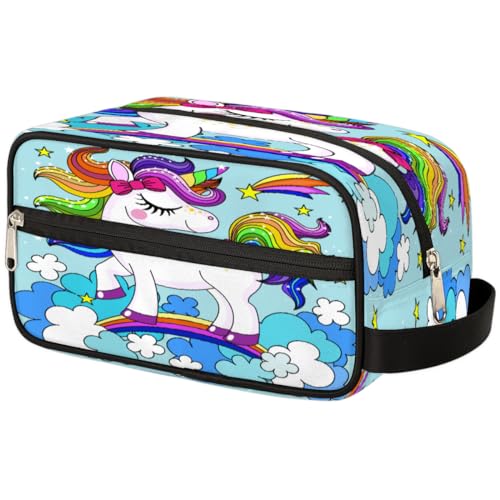 Lustige Make-up-Tasche mit Regenbogen-Einhorn, für Damen, Herren, Kinder, Mädchen, Jungen, Kulturbeutel, Reise-Kulturartikel, Kosmetik-Organizer, Duschtasche, farbe, Einheitsgröße, Taschen-Organizer von TropicalLife