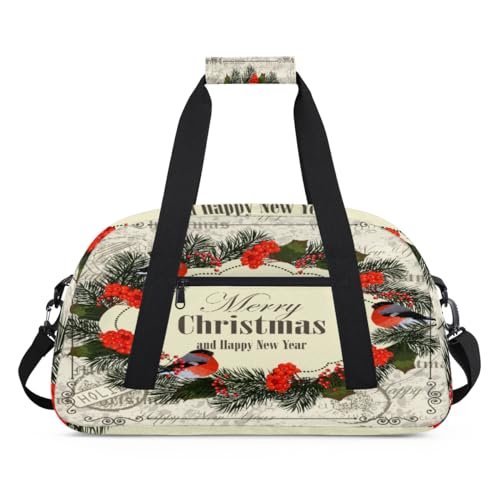 Merry Christmas Sporttasche für Damen und Herren, Weihnachten, Neujahr, 24 l, Wochenend-Übernachtungstasche, Tragetasche, Reisetasche, Turnbeutel für Kinder, Mädchen, Jungen, farbe, (24L) UK, von TropicalLife