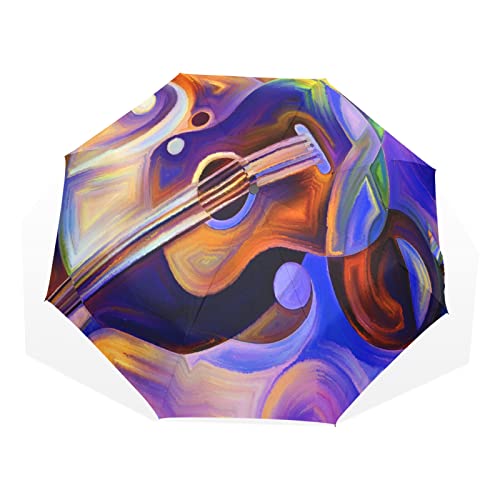 Regenschirm Art Paiting Violine Musik Note Winddicht 3 Falten Regenschirm für Damen Herren Mädchen Jungen Unisex Ultraleicht Outdoor Reise Kompakt Regenschirm von TropicalLife