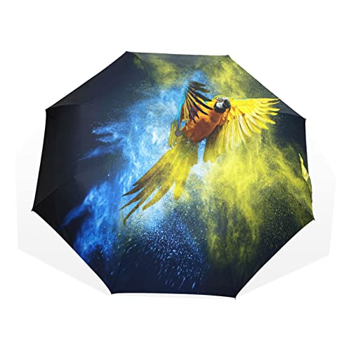 Regenschirm Papagei Vogel Tierdruck Winddicht 3 Falten Regenschirm für Damen Herren Mädchen Jungen Unisex Ultraleicht Outdoor Reise Kompakter Regenschirm von TropicalLife