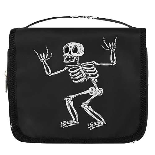 Rock Skelett Reise Kulturbeutel für Damen Herren Lustige Skelett Waschbeutel Tasche Hängende Toilettenartikel Kosmetik Make-up Organizer, farbe, 4.7 L, Taschen-Organizer von TropicalLife