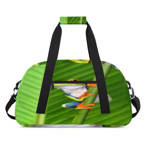 Sporttasche für Damen und Herren, Motiv: Baumfrosch, 24 l, für Wochenende, Übernachtungstasche, Reisetasche, Turnbeutel für Kinder, Mädchen, Jungen, farbe, (24L) UK, Taschen-Organizer von TropicalLife