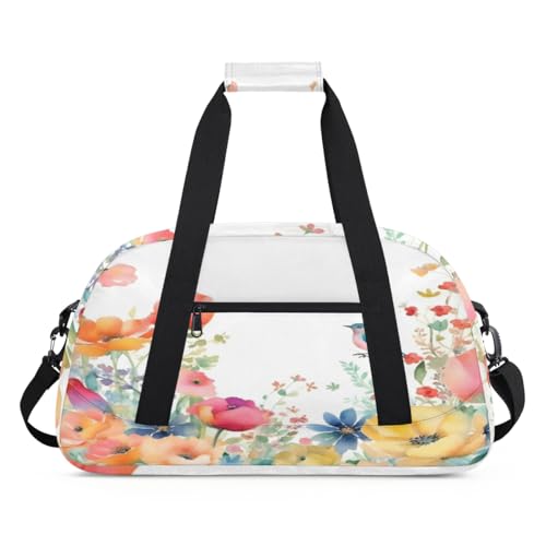 Sporttasche für Kinder, Mädchen, Jungen, Damen, Herren, 24 l, Wochenendtasche, Übernachtungstasche, Reisetasche, Reisetasche, Fitnessstudio, Tanztasche, Blume, Vogel, farbe, (24L) UK, von TropicalLife