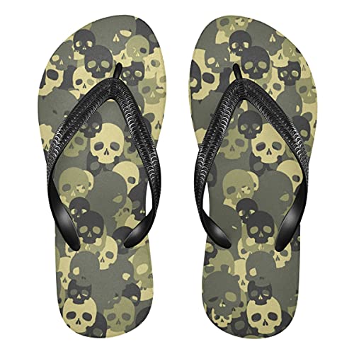 Totenkopf Camouflage Muster Damen Flip Flops Unisex Erwachsene Flip Flops Zehensteg Flip Flop Größe XS Sommer Sandale für Herren, mehrfarbig, 36.5/39 EU von TropicalLife