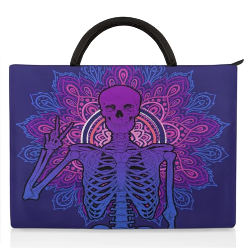 TropicalLife Laptop-Hülle für 13–14 Zoll (33–35,6 cm), Aktentasche, Kuriertasche, Tragetasche für Damen, Herren, Kinder, Jungen, Mädchen, Mandala, Blume, Schmetterling, Totenkopf, mehrfarbig, 13-16+ von TropicalLife