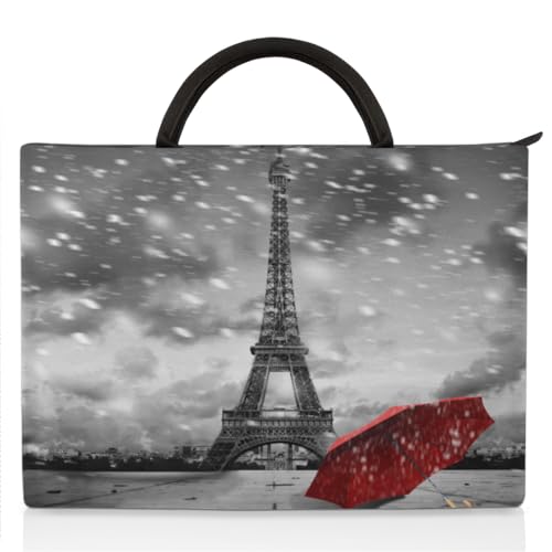 TropicalLife Laptop-Hülle für 13–14 Zoll (33–35,6 cm), Aktentasche, Kuriertasche, Tragetasche für Damen, Herren, Kinder, Jungen, Mädchen, Regenschirm, Paris-Turm, Eiffel, mehrfarbig, 13-16+ In von TropicalLife