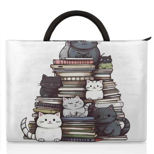 TropicalLife Laptop-Hülle für 13–14 Zoll (33–35,6 cm), Aktentasche, Kuriertasche, Tragetasche für Damen, Herren, Kinder, Jungen, Mädchen, lustige Cartoon-Katze, mehrfarbig, 13-16+ In von TropicalLife