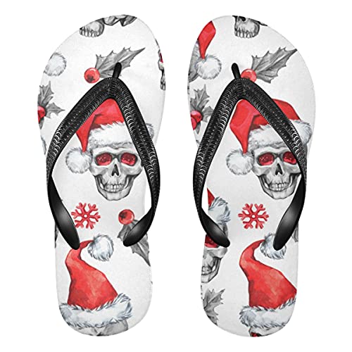 Weihnachten Totenkopf Schneeflocke Damen Flip Flops Unisex Erwachsene Flip Flops Zehensteg Flip Flop Größe XS Sommer Sandalen für Herren, mehrfarbig, 40/43 EU von TropicalLife