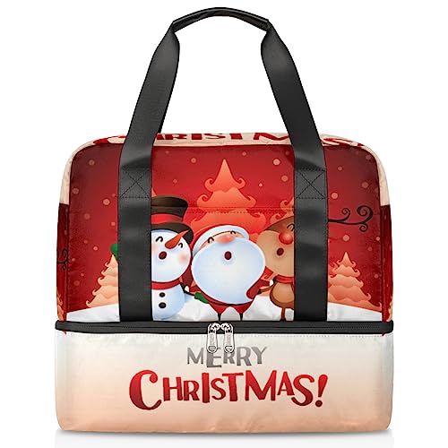 Weihnachts-Reisetasche, 21 l, Merry Christmas-Designs, Wochenendtasche, nasse getrennte Sporttasche, Turnbeutel, Reisetasche für Männer und Frauen, Wochenendtasche, multi, 21L, Reisetasche von TropicalLife