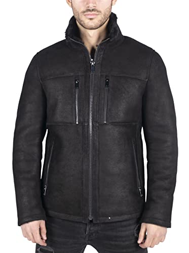 TruClothing.com Herren Lederjacke Echtes Schaffell Schafsleder Jacke kurz gezippt lässig Retro Vintage Schwarz - schwarz XXL TruClothing.com Herren Lederjacke Echtes Schaffell Schafsleder Jacke kurz gezippt lässig Retro Vintage Schwarz - schwarz XXL von TruClothing.com