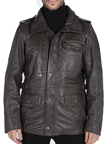 TruClothing.com Herren Lederjacke Trenchcoat Outwear Winddicht Winter Parka Militär Echtleder Jacken Mantel von TruClothing.com