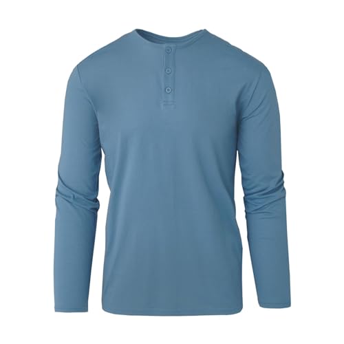 True Classic Langärmeliges Henley-Shirt für Herren, Premium-taillierte T-Shirts mit Rundhalsausschnitt und Geschenke für Männer, Indigo/Mandala-Traum, Klein von True Classic