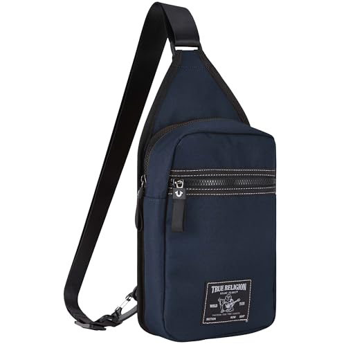 True Religion Crossbody-Taschen für Damen und Herren, Schultertasche für Herren, Damen, Crossbody-Tasche, Sling-Rucksack, Reisetasche, Reise-Geldbörse, Blau, Einheitsgröße, Umhängetasche von True Religion