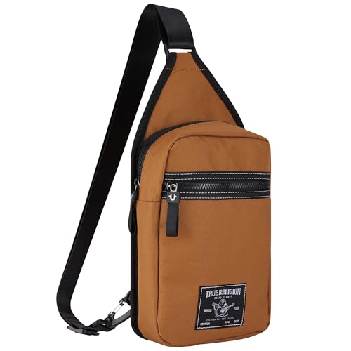 True Religion Crossbody-Taschen für Damen und Herren, Schultertasche für Herren, Damen, Crossbody-Tasche, Sling-Rucksack, Reisetasche, Reise-Geldbörse, Hellbraun, Einheitsgröße, Umhängetasche von True Religion