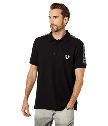 True Religion Herren Damast Ss Polo Polohemd, Jet Black, L von True Religion