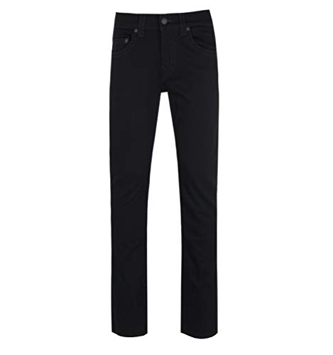 True Religion Herren Geno Low Rise Slim Fit Straight Leg Jeans, Body Spülung Schwarz, 36W / 34L von True Religion