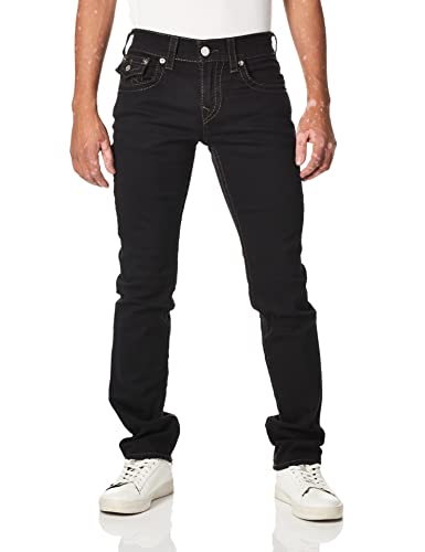 True Religion Herren Gerade Klappe Jeans, Body Spülung Schwarz, 31W / 34L von True Religion