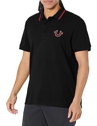 True Religion Herren Kurzärmeliges Jv7-Poloshirt Polohemd, Schwarz (Jet Black), L von True Religion