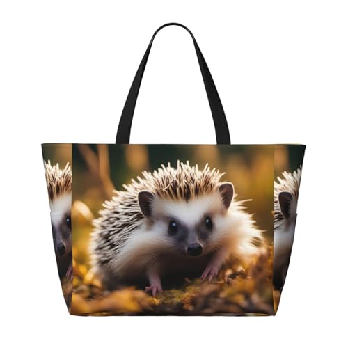 Baby-Igel-Strand-Reisetasche – faltbar, geräumig, große Kapazität, Strandtasche mit Reißverschluss, Schwarz, Einheitsgröße von Trukd