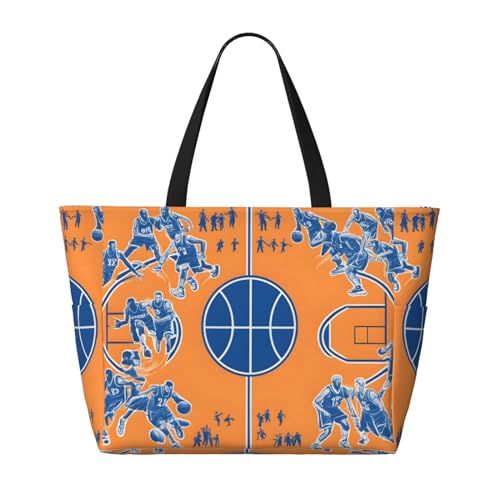 Basketball-Strand-Reisetasche, faltbar, geräumig, große Kapazität, Strandtasche mit Reißverschluss, Schwarz, Einheitsgröße von Trukd