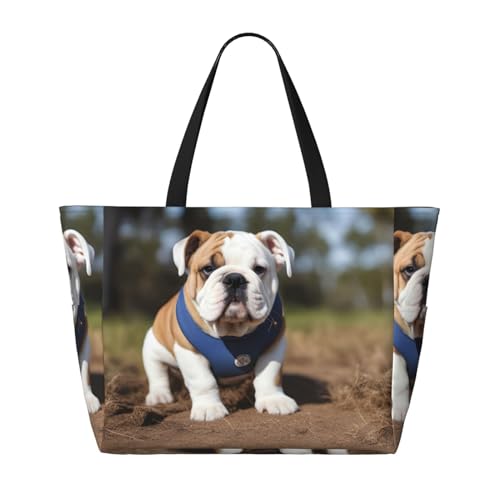 Englische Bulldogge Reisetasche, geräumig, faltbar, mit Reißverschluss, Schwarz, Einheitsgröße, Schwarz , Einheitsgröße von Trukd