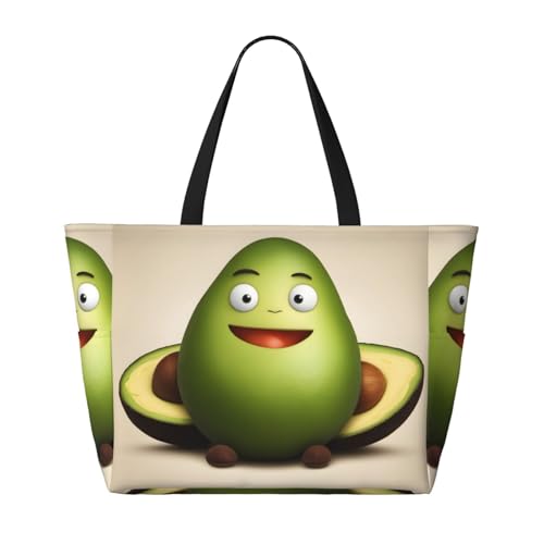 Faltbare Reisetasche mit Reißverschluss, Avocado-Design, Schwarz, Einheitsgröße, Schwarz , Einheitsgröße von Trukd