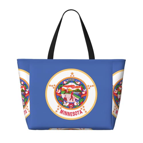 Faltbare Reisetasche mit Reißverschluss Minnesota State Flag Schwarz One Size, Schwarz , Einheitsgröße von Trukd