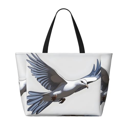 Flying Dove Strand-Reisetasche, faltbar, geräumig, große Kapazität, Strandtasche, Tragetasche mit Reißverschluss, Schwarz, Einheitsgröße von Trukd