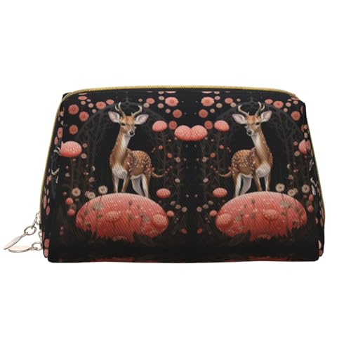 Make-up-Tasche mit Reißverschluss, Motiv: Pferde, Grün und Orange, Größe L, Aufnäher "Deer In The Mushroom", Einheitsgröße von Trukd