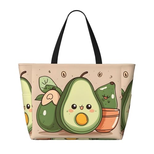 Niedliche Avocado-Reisetasche, faltbar, geräumig, große Kapazität, Reißverschluss, Schwarz, Einheitsgröße, Schwarz , Einheitsgröße von Trukd