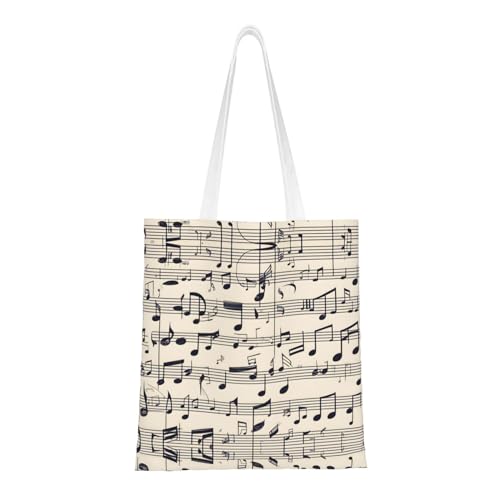 Paris City Tree Eiffelturm Kunst Vielseitige Canvas Tote Bag - Wiederverwendbare Einkaufstasche mit großem Fassungsvermögen und stilvollem Design, Musiknoten-Druck, Einheitsgröße von Trukd