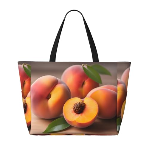 Peach Beach Reisetasche – Faltbare, geräumige Strandtasche mit großem Fassungsvermögen, Tragetasche mit Reißverschluss, Schwarz, Einheitsgröße, Schwarz, One Size von Trukd