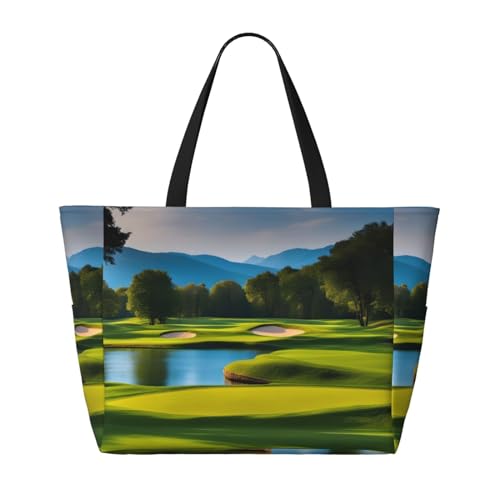 Schöne Golfplatz-Reisetasche, geräumige faltbare Strandtasche mit großer Kapazität mit Reißverschluss, Schwarz, Einheitsgröße, Schwarz , Einheitsgröße von Trukd