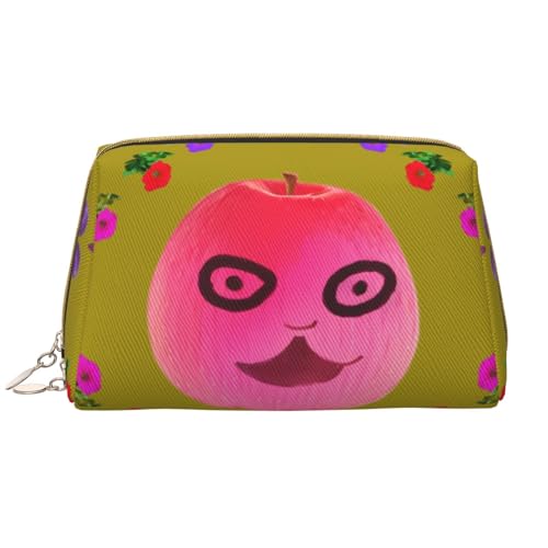 Smiley Lycheemakeup Taschen-Organizer, Kulturbeutel, Kosmetiktasche, Reißverschluss-Tasche, Pinsel-Aufbewahrungskoffer (groß), Lustiges Apfelgesicht, Einheitsgröße von Trukd