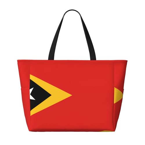 Strand-Reisetasche Demokratische Republik Timor, geräumig, große Kapazität, faltbare Strandtasche, Tragetasche mit Reißverschluss, Schwarz, Einheitsgröße von Trukd